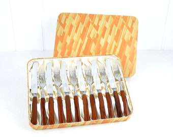 Catalin Cutlery 6 Knives 6 Forks 30s Amber Honey Colors Bakelite Art Deco Vintage Catalin