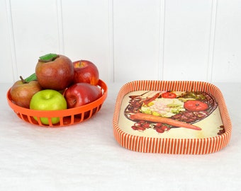 1950s vintage TWO FACE tray rockabilly！ Vintage 50s Floral TV