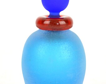 Vintage Franco Moretti Scavo Murano Glass Bottle Signed Red