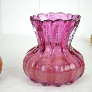 Ribbed Vase Barovier & Toso Murano Glass Vase Cranberry Glass Pink Studio Glass 30s 50s Vase Mouth Blown Hand Shaped Brocante Vintage Design