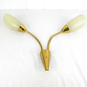 Wall lamp 50s 60s mid century design brass lamp rockabilly bag lamp vintage glass lamp kidney table era swan neck