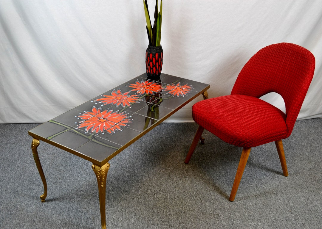 Design Coffee Table 50s 60s Table Mid Century Rockabilly Tiles Living