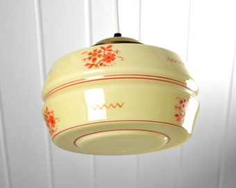 Ceiling lamp Art Deco glass beige flowers 20s 30s lamp light country house vintage ceiling light Brocante Design Bubble