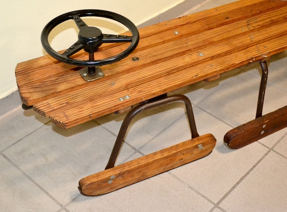 XXL Lenk Schlitten Rodel Vintage Design Landhaus Dekoration sled