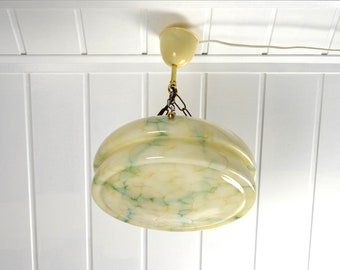 Deckenlampe Art Deco Glas Beige marmoriert 20er 30er Lampe Leuchte Landhaus Vintage Deckenleuchte Brocante Design Bubble Marmor