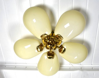 フランスアンティーク ガラスと真鍮のペンダントライト アールデコ ビーズ