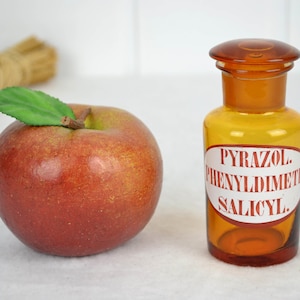 antike Apothekerflasche Pyrazolon Salicyl Emaille Glas Flasche Apotheke Laborflasche Aufbewahrung Vintage Gefäß glass bottle Deko Chemie