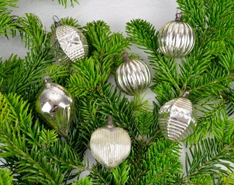 Christmas tree decorations 6 shaped parts Lauscha balls Christmas tree balls Christmas tree Christmas balls Christmas tree shabby silver Xmas