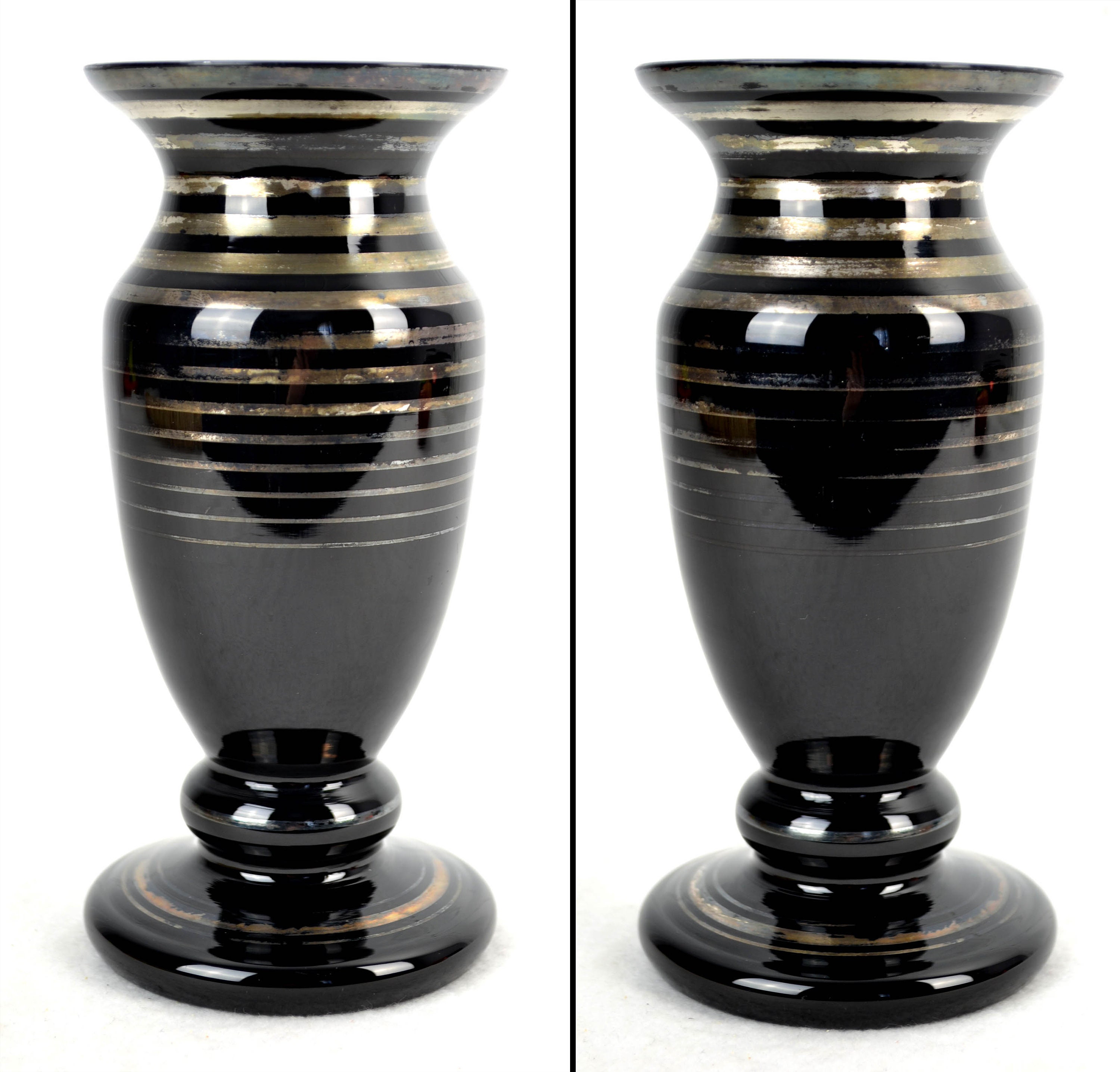 花瓶 ガラス 花瓶 黒ガラス ヒヤリスガラス 手描き ミッドセンチュリー