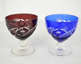 2 vasos Nachtmann con diseño superpuesto, vasos de cristal de plomo, copas de vino, vino, whisky, coñac, licor, vasos Römer, cristal tallado, soplado a boca