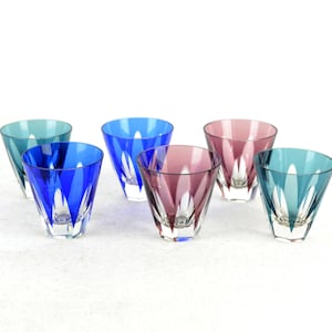 6 crystal glasses by Herbert Kny for VEB Glaswerke Schmiedefeld cocktail glasses 60s glasses overlay glass crystal design DDR glass art GDR