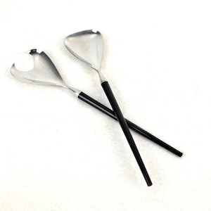 WMF Cromargan salad cutlery 2 pieces 60s mid century salad fork salad spoon vintage Scandinavian design wood decoration