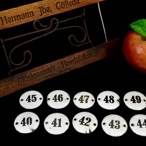 Rustic enamel sign number 20s 30s series of numbers 40 - 49 country house decoration vintage shabby nostalgia 41 42 43 44 45 46 47 48