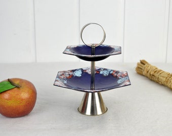 Enamel cake stand GDR 50s 60s fruit tray cake chocolates serving bowl design mid century 70s