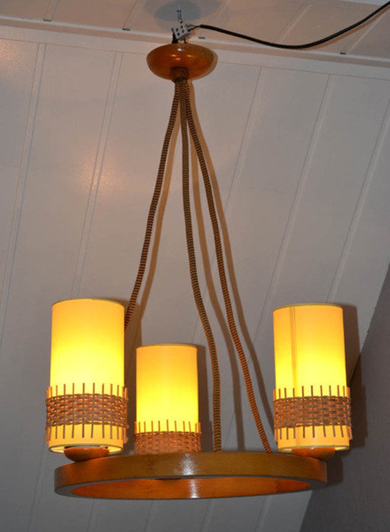 Design Deckenlampe 50er 60er Rockabilly mid century Lampe Leuchte ceiling lamp Lights german chandelier Vintage danish nostalgie rustaikal Bild 2