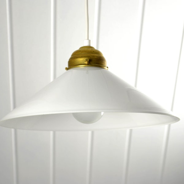 Opal glass ceiling light 60s ceiling lamp glass cobbler shade vintage lamp industrial design light brocante glass shade