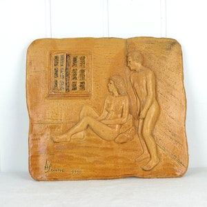 Wall plate by artist Helga Seum from Gedern ceramics mural lovers studio ceramics handmade Design Pottery art ceramics