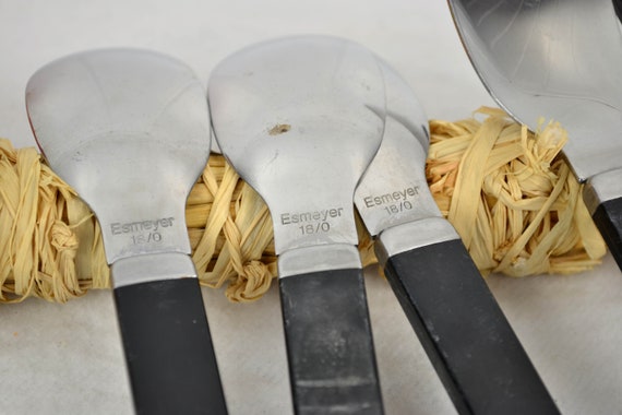 6 Design Spoons Esmeyer 18/0 Soup Spoons Mid-century Vintage Soup Spoon Cutlery 50s 60s Retro Cutlery Modern Cereal Plastic Black
