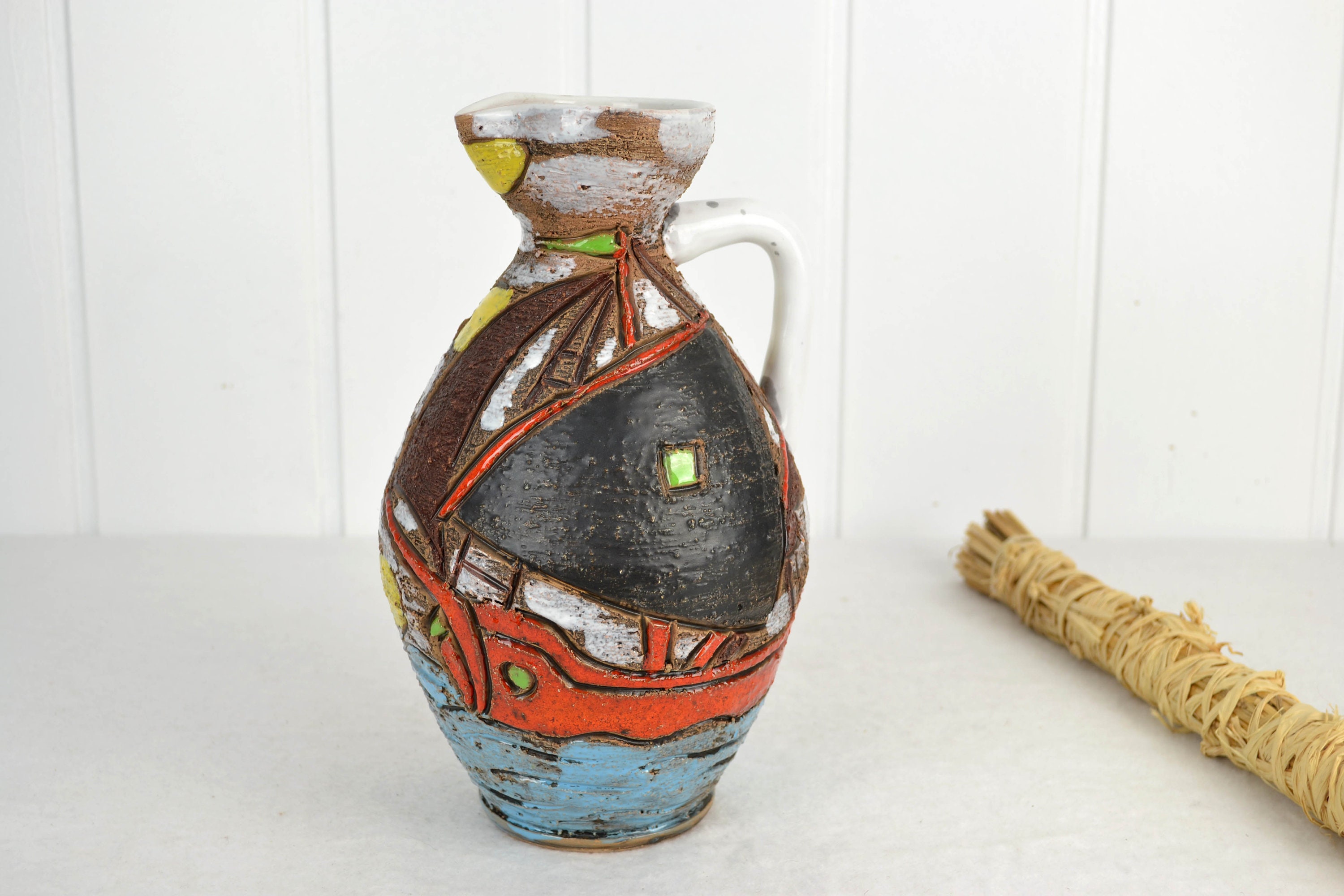 Italy Krugvase Fratelli Fanciullacci Keramik Vase Henkelvase