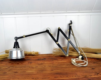 Midgard scissor lamp, Curt Fischer wall lamp, industrial design lamp, vintage brocante, Bauhaus workshop, 1970s GDR