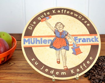 Mühlen Franck coffee pot coaster cardboard pot coaster vintage design coffee country house coffee pot mid century decoration picture 30s 40s