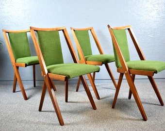 4 chairs design Jahn Arnecke for Deutsche Werkstätte Hellerau for VEB Holzverarbeitung Camburg 50s mid-century vintage wooden chairs