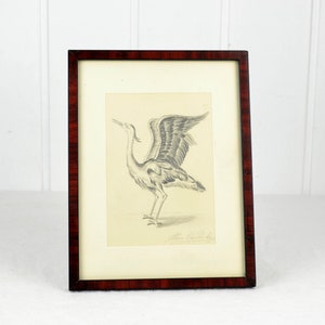 signed bird drawing Düsseldorf artist picture painting 50s mid century vintage design mural art