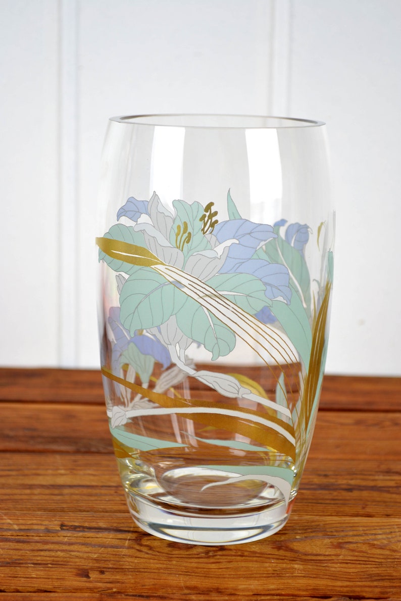 Rosenthal Glass Vase Lilies Glass Vase 70s 80s Modern Flower Etsy