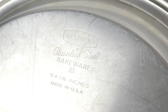 Baking Pan West Bend Bakeware 9 Inches USA Stainless Steel Stainless Steel  50s Mid Century Streamline Baking Cake Pan Casserole Dish Salad Master 