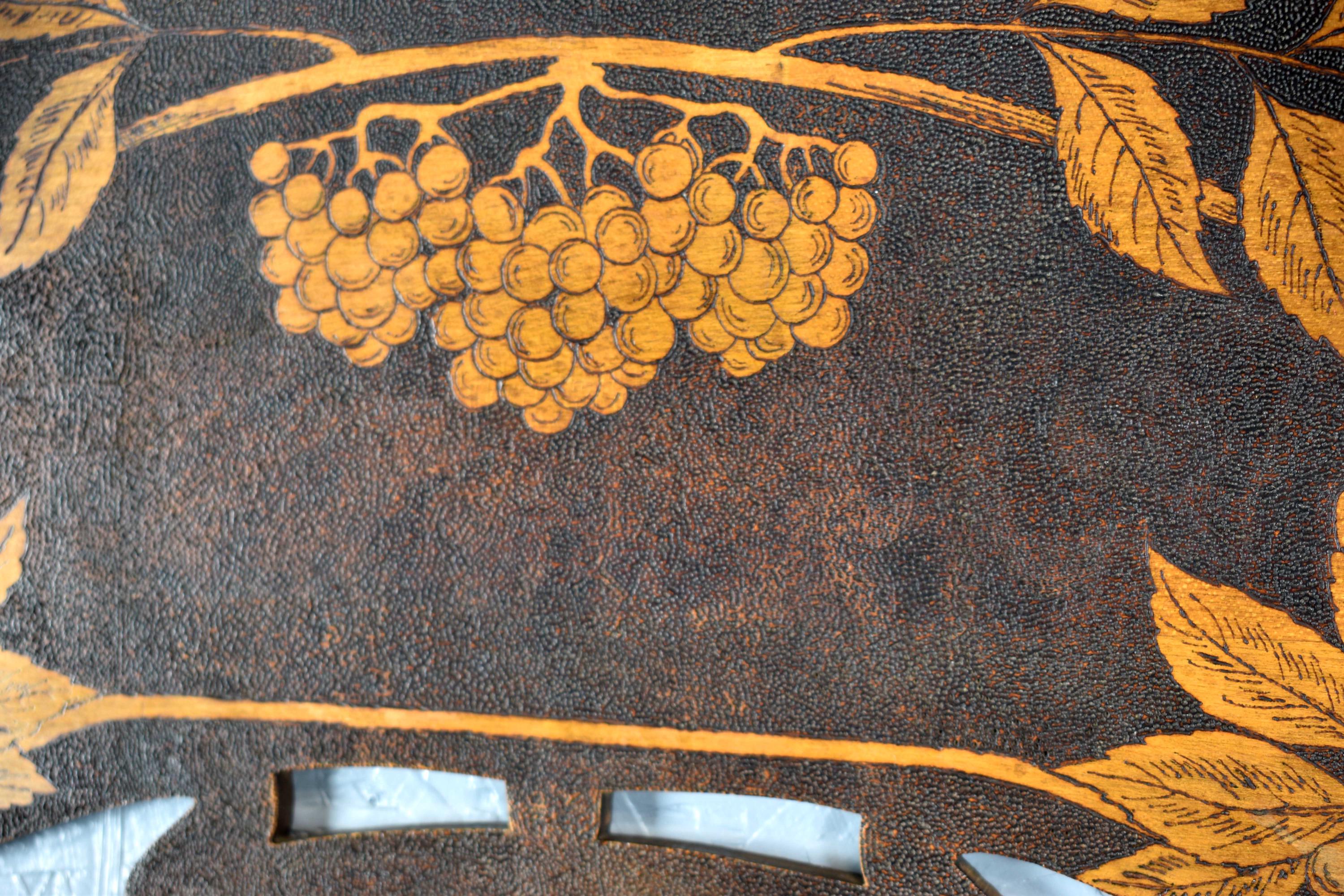 Art Nouveau Wooden Wall Shelf Around 1900 1910 With Grape Decoration ...