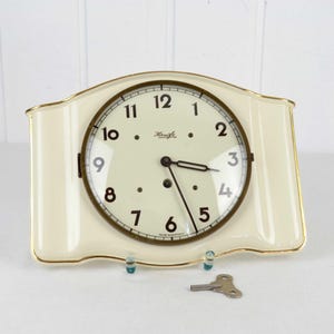 Kienzle ceramic wall clock 50s 60s with key clockwork DEFECT clock kitchen clock mid century brocante vintage design retro