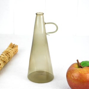Lauscha glass vase handle vase smoked glass 50s 60s mouth-blown art glass glass studio glass hand-formed vintage design