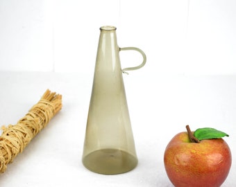 Lauscha Glasvase Henkelvase Rauchglas 50er  60er Mundgeblasen Kunstglas Glas Studioglas Handgeformt Vintage Design