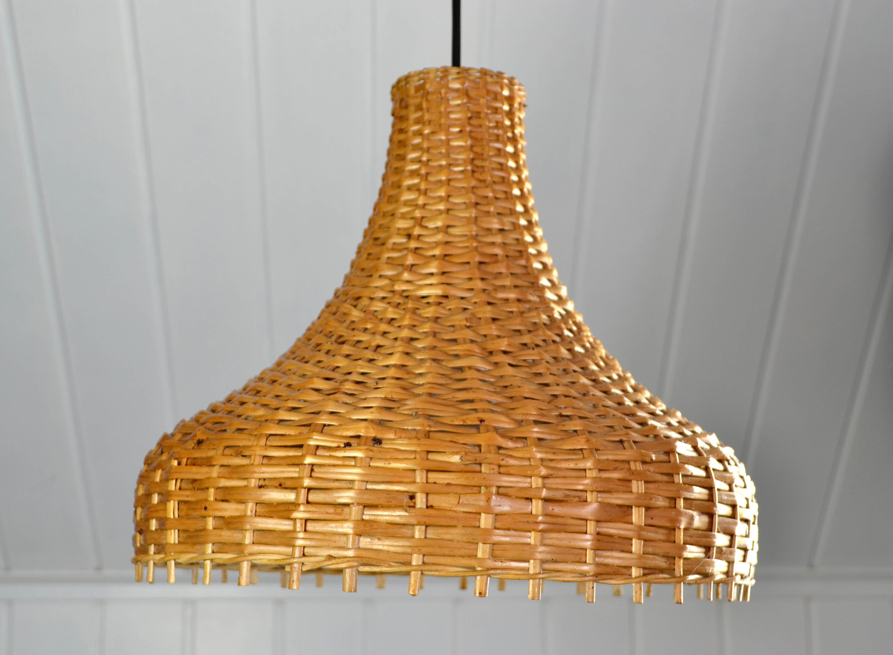 Wicker Ceiling Rattan Wicker Ceiling Light, Rattan 60s Modern Design Ceiling Lamp ...