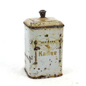 Art Nouveau coffee storage tin 1900 1910 tin kitchen storage tin can coffee tin rustic colonial goods design graphics