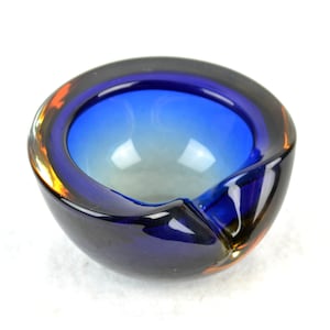 Sommerso bowl ashtray Flavio Poli Murano glass cased glass crystal glass faceted glass bowl Italy mouth-blown 60s 70s