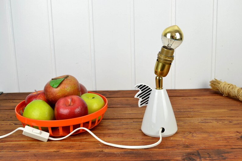 ArtWerk Ysenburg Table Lamp Waechtersbach Porcelain Lamp Lamp Table Lamp Black White Lines Design Vintage Modern Pop Art