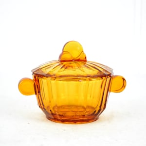 Art Deco tarro con tapa azucarero colores ámbar vidrio prensado tarro de cristal años 30 decoración diseño vintage