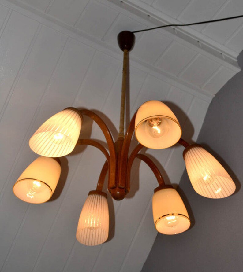 50er 60er Tütenlampe Rockabilly Ära mid century Deckenlampe Lampe Leuchte ceiling lamp Lights german chandelier Design Sputnik Space Vintage Bild 3