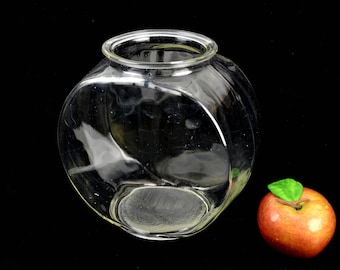 Glass candy dish, storage jar, mid-century 70s/80s pressed glass, vintage design, decorative, retro, modern