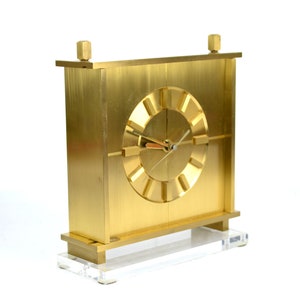 Brass table clock 60s 70s unique clock mid century quartz movement Brocante vintage design retro