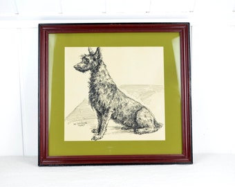 disegno di cane firmato W. Stöhr 1947 Terrier artista immagine pittura design vintage inchiostro murale arte