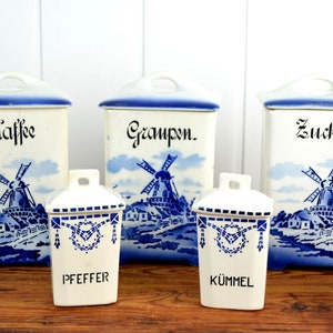 Set storage jars Elsterwerda ceramic earthenware Art Nouveau around 1900 1910 jar kitchen storage 1920 spices German vintage country house