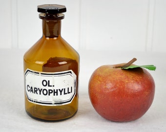 Frasco antiguo de boticario Caryophylli de 250 ml, frasco de vidrio para farmacia o laboratorio, recipiente vintage para almacenamiento, decoración de cocina, clavos de olor