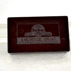 Caja de baquelita GEHA clase noble caja con tapa Art Déco 20s 30s diseño vintage almacenamiento brocante marrón mármol