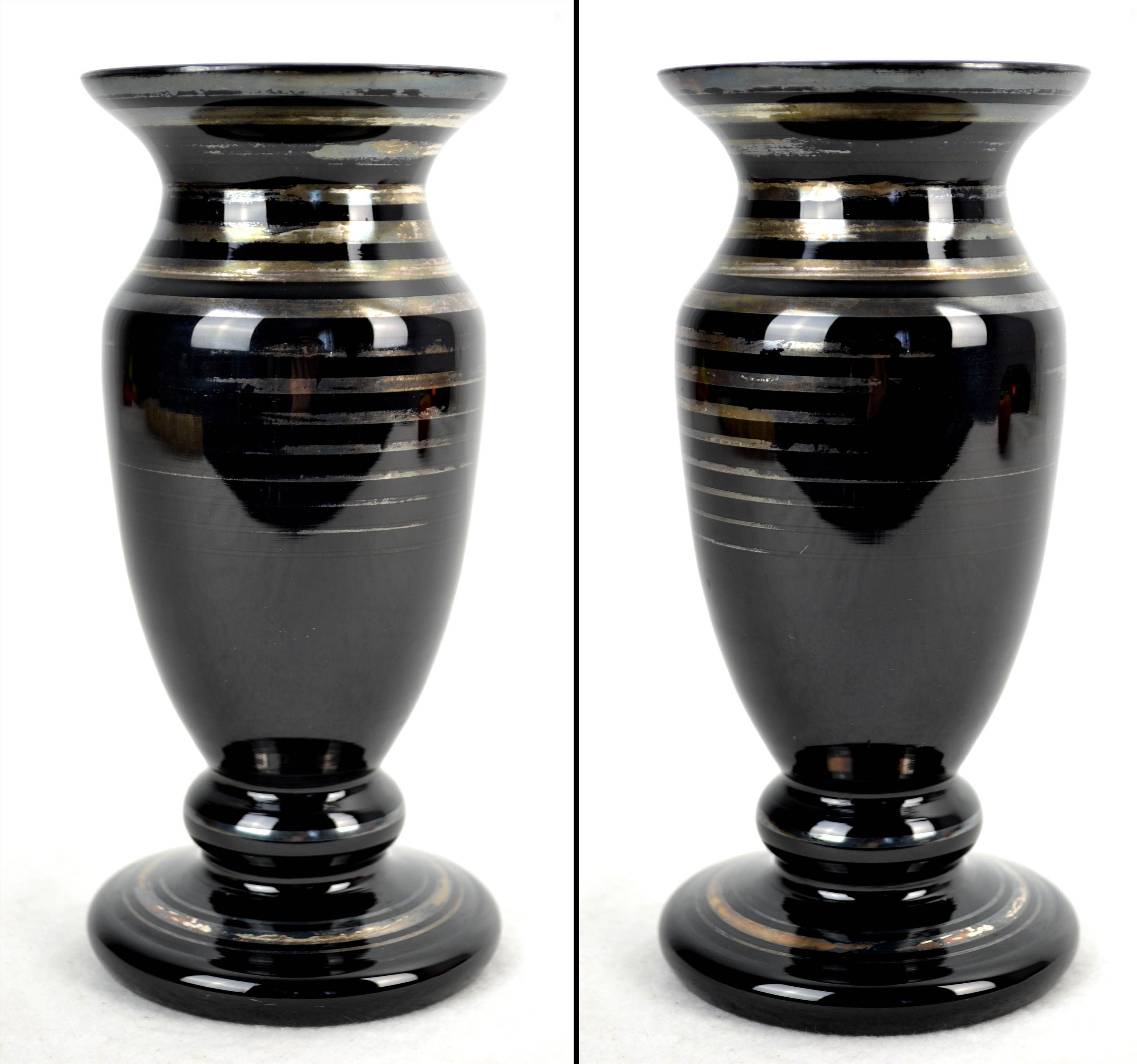 花瓶 ガラス 花瓶 黒ガラス ヒヤリスガラス 手描き ミッドセンチュリー