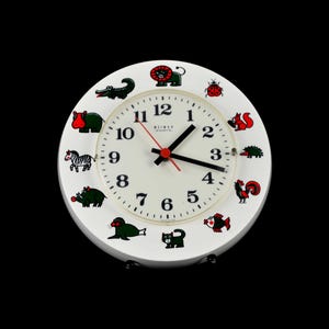 Weimar quartz wall clock children&#39;s room 60s 70s DDR clock mid century white animals space age clockwork brocante vintage design retro GDR
