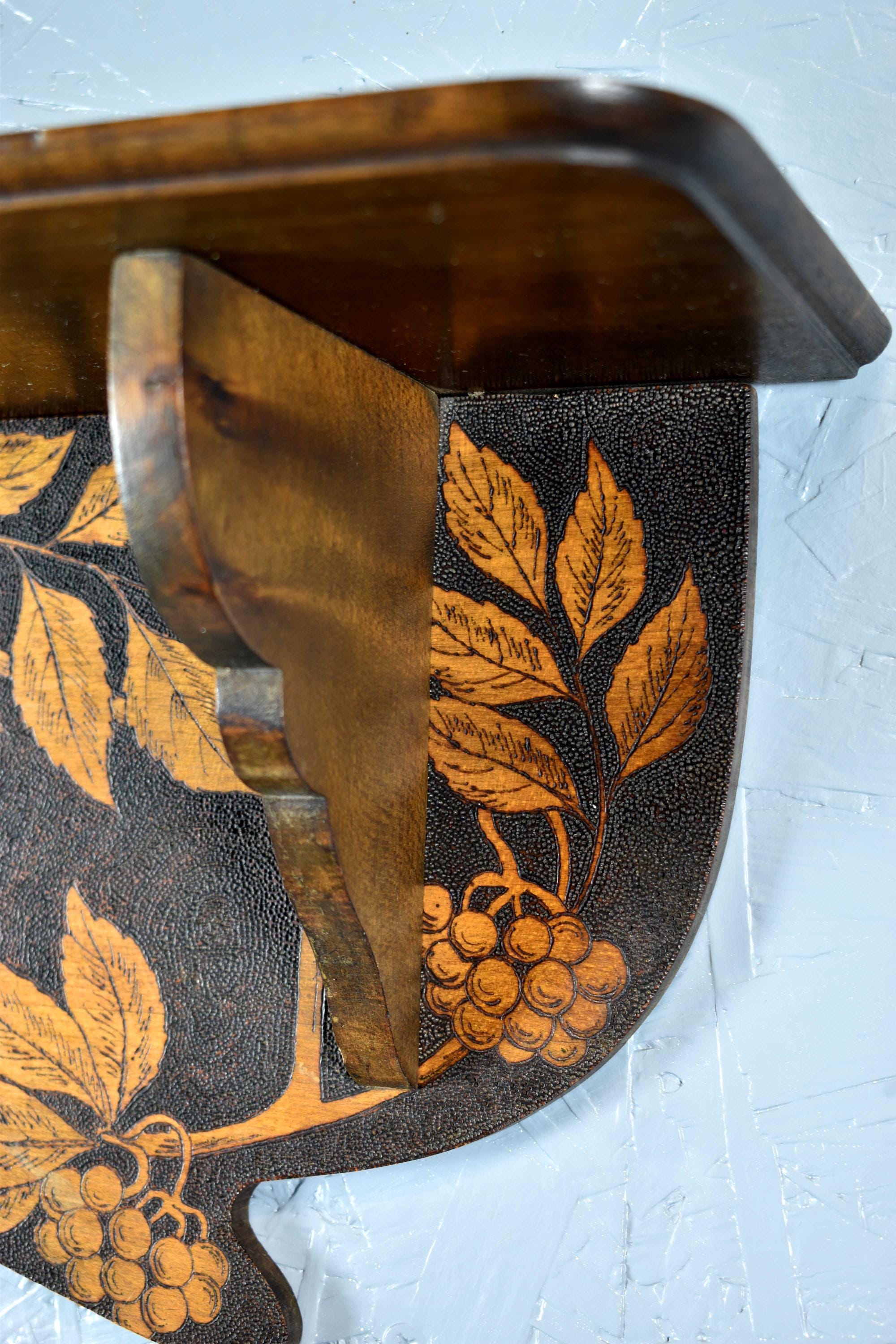Art Nouveau Wooden Wall Shelf Around 1900 1910 With Grape Decoration ...