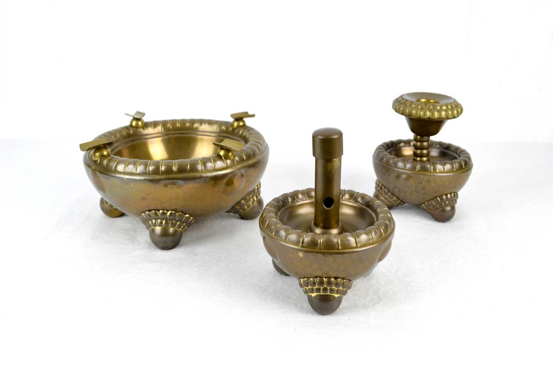 Art Deco Smoking Set 1920s 1930s Ashtray Cigar Cutter Candlestick ...