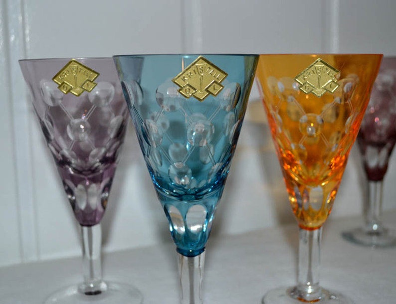 6 Kristallgläser Sektrömer OL Überfangglas Sektglas Sekt Glas Wein Kristall Vintage Landhaus shabby wine glass crystal Design Dekoration Bild 3